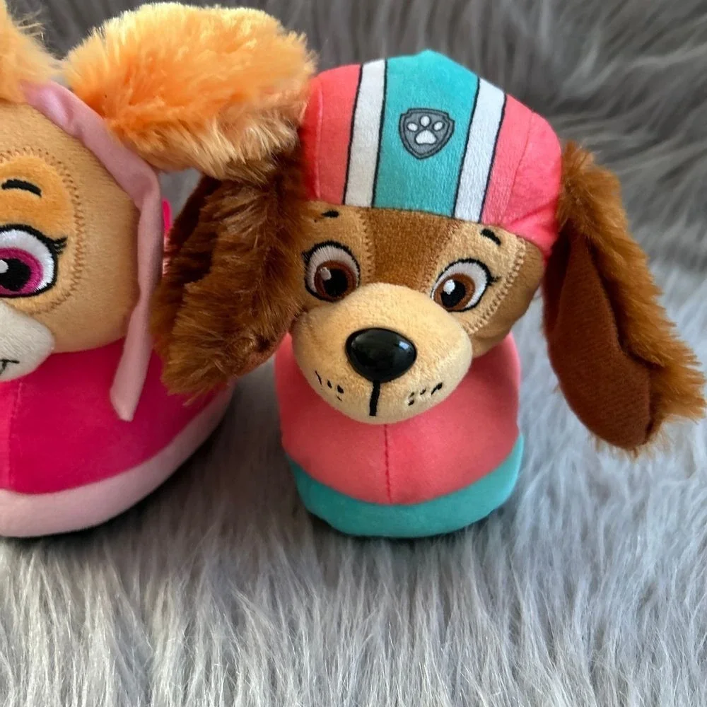 Paw Patrol Plush Slippers Toddler Girls Size 5-6 Pink Slip On Lightweight Shoes